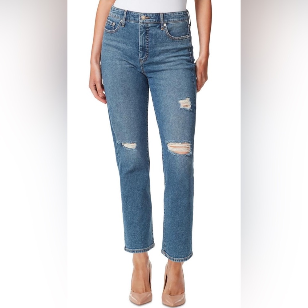 Plus Straight Leg Ripped Jeans